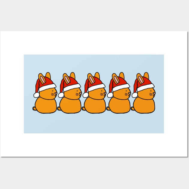 Cute Christmas Bunny Rabbit in Santa Hat Five Wall Art by ellenhenryart